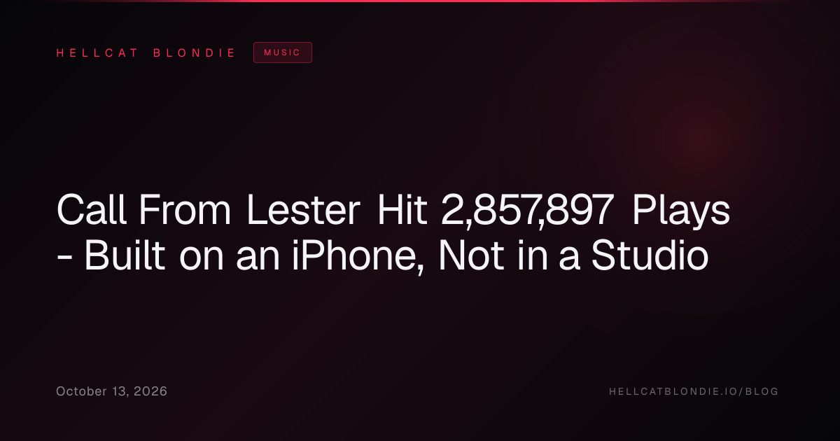 Call From Lester Hit 2,857,897 Plays - Built on an iPhone, Not in a Studio