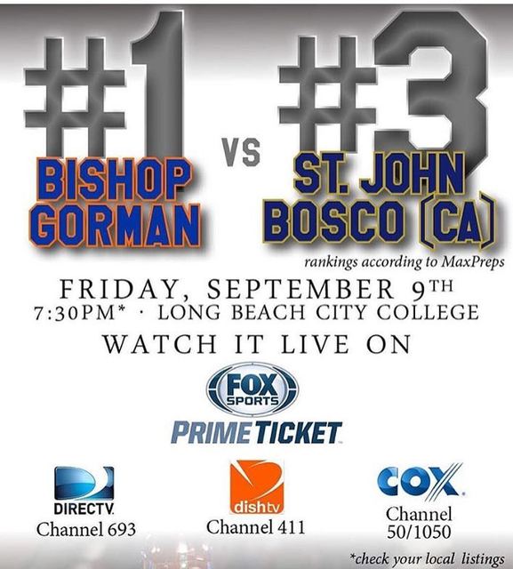 Bishop Gorman vs St. John Bosco (CA) — PRIME TICKET Broadcast