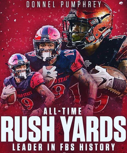 Donnel Pumphrey — 'LEADER IN FBS HISTORY' Rush Yards Graphic