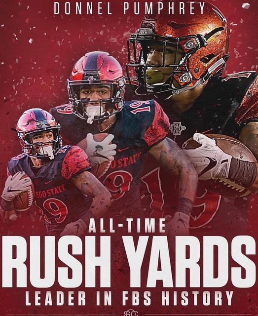 Pumphrey 'ALL-TIME FBS RUSHING YARDS LEADER' — Final Record Graphic