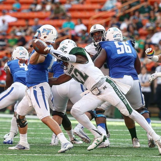 Ikem Okeke #22 Hawaii — Forcing a Fumble (NOT Notre Dame)