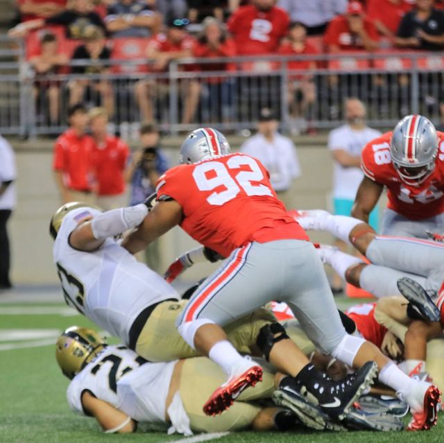 Haskell Garrett — OSU #92 Red Jersey Game Action (vs Indiana)