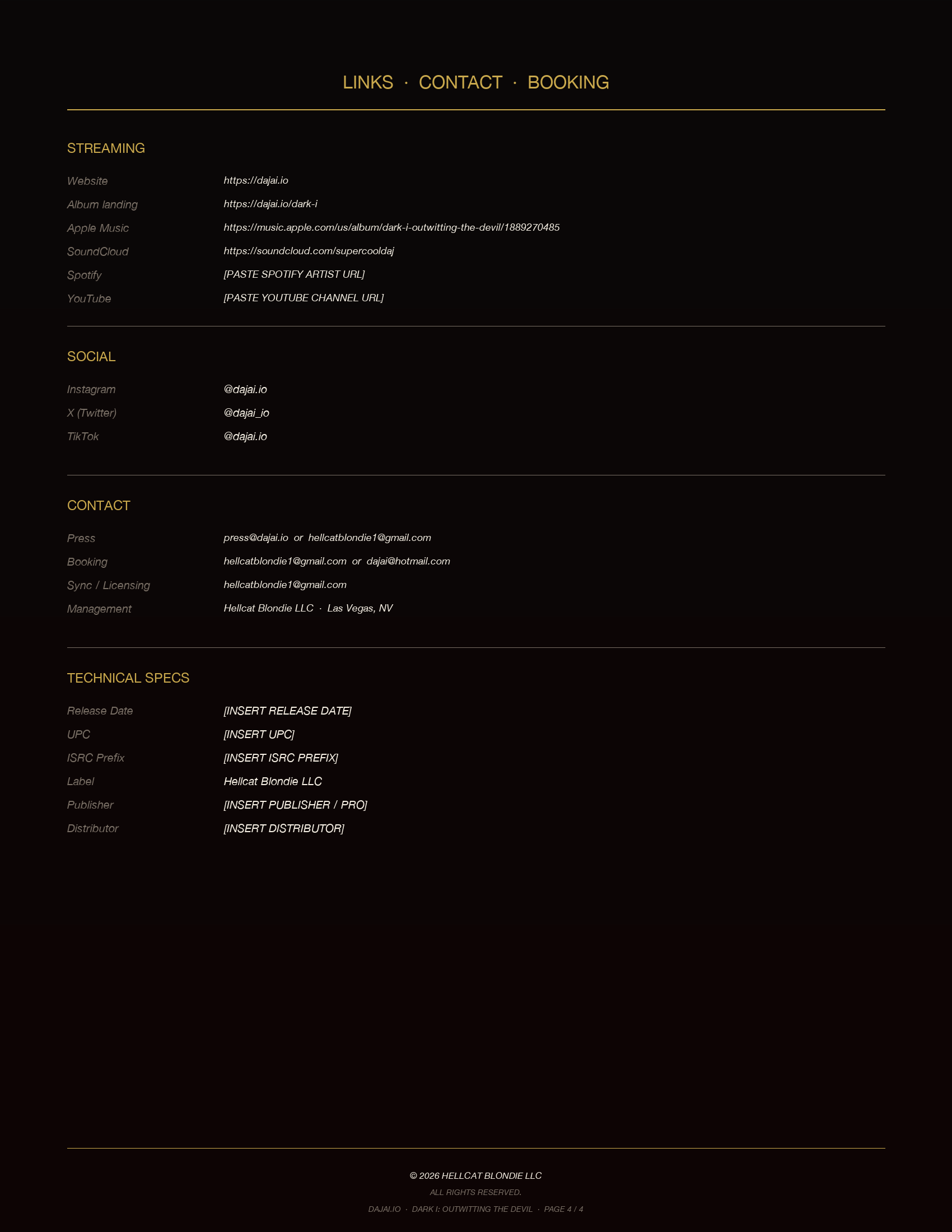 DARK I EPK page 4 — contact